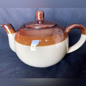 Earthenware teapot, mid century, pottery fall, Thanksgiving